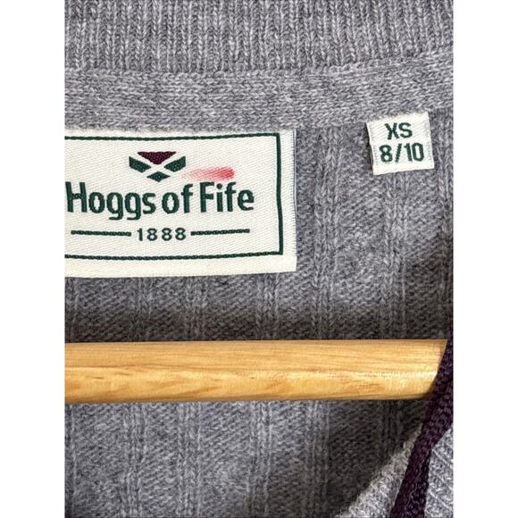 Hoggs Of Fife Sweater Womens XS Gray Cableknit Lambswool Blend Preppy Academia - Picture 3 of 9
